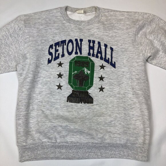 Vintage Seton Hall Pirates 1989 Final Four Basketball Sweatshirt Velva Sheen - Picture 2 of 6